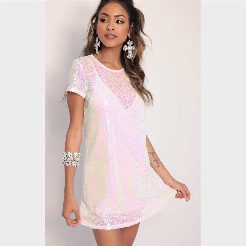 Party Sequin T-shirt Dress